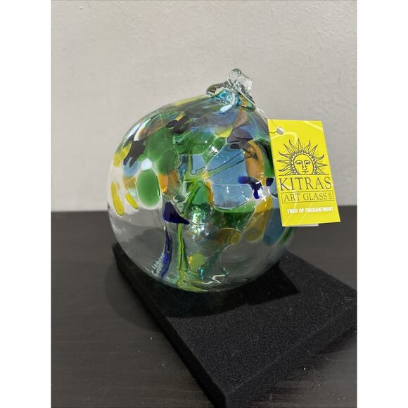 Kitras Art Glass Tree Of Enchantment Large 6” Handmade Hand Blown Orb - Picture 2 of 13